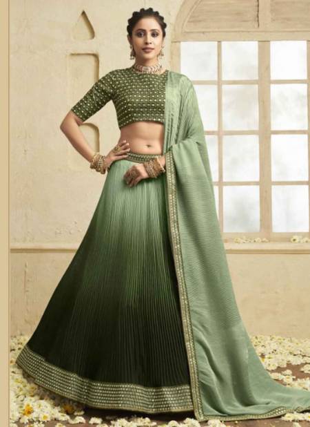 Green Colour Maaya Vol 3 Fancy Wear Exclusive Pure Chinon Lehenga Choli Collection 303